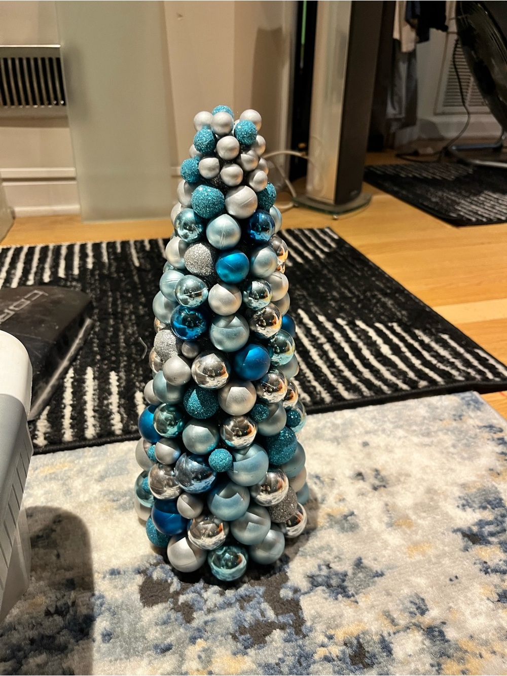 Blue & Silver Ornament Cone Holiday Tree - Unbranded